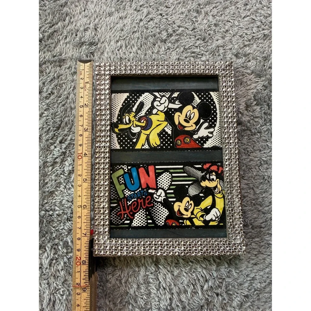 Disney Unisex Mickey Pluto Goofy Picture Frame 5x7 Silver Rhinestone Bling